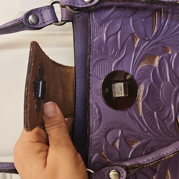 Elegant, Purple, Floral, Handbag, Leather, Country, Cowgirl, Shoulder, Travel - Picture 5 of 15